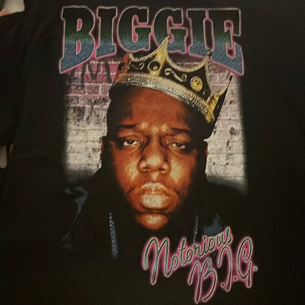 BIGGIE MENS  UNISEX XL BLACK MULTI COLORED GRAPHIC TEE NWOT